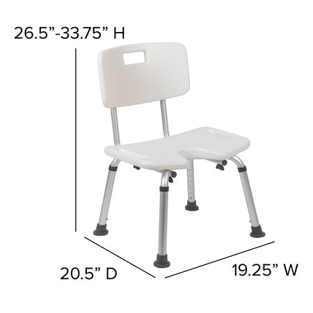 Flash Furniture 15-1/4" L, Plastic, White U-Shaped Shower Chair DC-HY3502L-WH-GG